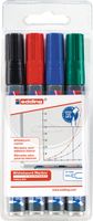 Edding Whiteboardmarker | zwart/rood/blauw/groen | streepbreedte 1,5-3 mm ronde punt | 1 stuk - 4-250-4 - 4-250-4