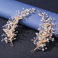 kroon tiara's hikinauhat Helm Strass Legering Bruiloft cocktail Elegant Luxe Met Strass Nep Parel Helm Hoofddeksels Lightinthebox - thumbnail