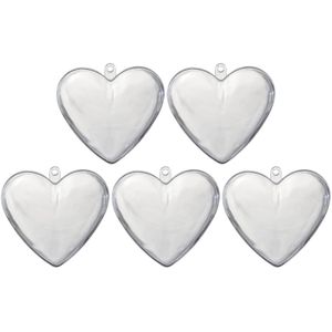5x Transparant kunststof hart 10 cm decoratie/hobbymateriaal   -