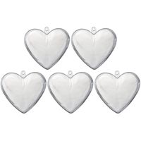 5x Transparant kunststof hart 10 cm decoratie/hobbymateriaal   - - thumbnail