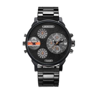 CAGARNY 6836 Fashion waterdichte dubbele Quartz beweging polshorloge met RVS Band(Orange)