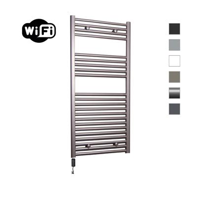 Elektrische Radiator Sanicare HWV Met Wifi 111,8x45 cm Inox Look 596W Met Thermostaat Zwart Linksonder Sanicare