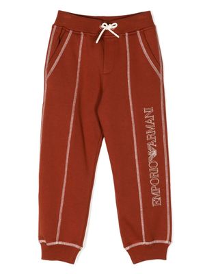 Emporio Armani Kids pantalon de jogging à logo brodé - Orange