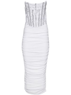 Retrofete Midi-jurk verfraaid met pailletten - Wit Retrofete Midi-jurk verfraaid met pailletten - Wit