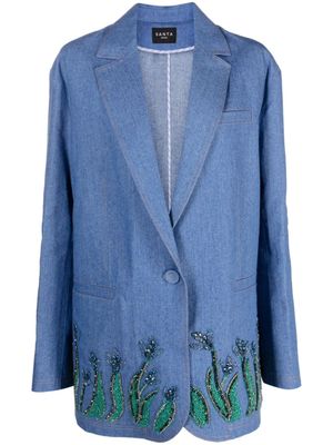 Santa Brands blazer boutonné à ornements de perles - Bleu