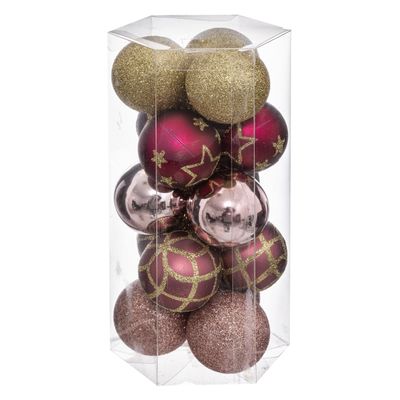 Kerstballen - 15x stuks - champagne/roze/wit/goud - 5 cm - kunststof