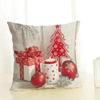 Kerst decoratie katoen en linnen kussen Office Home kussen zonder kussen grootte: 45x45cm (wit rood cadeau)