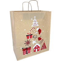 Tas | Boom | Papier | gedraaid papieren koord | 32x 12x41cm | draagtas | bruin/rood/wit/zwart | 200 stuks