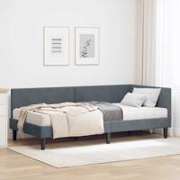 Hoekbedframe met Matras Anders 2 pcs Grijs Fluweel