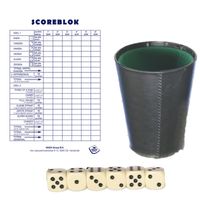 Dobbelspel met beker - inclusief 6x dobbelstenen en 2x scoreblok - speelset