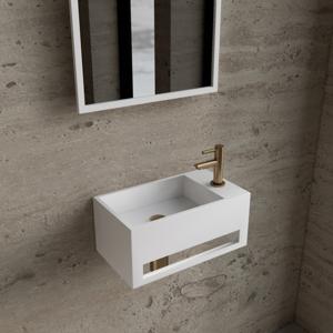 Fonteinset BWS Solid Surface Met Handdoekhouder Rechts Wit Goud Boss & Wessing