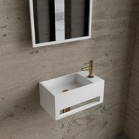 Fonteinset BWS Solid Surface Met Handdoekhouder Rechts Wit Goud Boss & Wessing Fonteinset BWS Solid Surface Met Handdoekhouder Rechts Wit Goud Boss & Wessing
