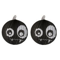 3x stuks ronde decoratie bol 23 cm enge pompoen zwart
