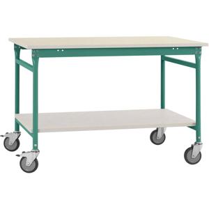 Manuflex BB5311.0001 Compleet bijzettafel basismobiel met melamine schijf + legplank, bxdxh: 1000 x 600 x 850 mm Grijs, Groen