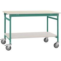 Manuflex BB5311.0001 Compleet bijzettafel basismobiel met melamine schijf + legplank, bxdxh: 1000 x 600 x 850 mm Grijs, Groen