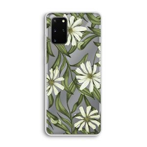 Wit bloemenpatroon: Samsung Galaxy S20 Plus Transparant Hoesje
