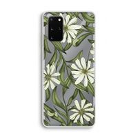 Wit bloemenpatroon: Samsung Galaxy S20 Plus Transparant Hoesje