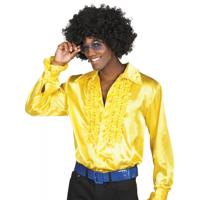 Carnaval verkleedkleding shirt met rouches - geel - heren - blouse - polyester - Disco time Carnaval verkleedkleding shirt met rouches - geel - heren - blouse - polyester - Disco time