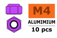 Zelfborgende zeskantmoer M4 "Paars", Aluminium (10st)