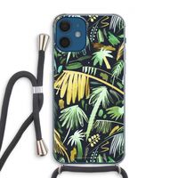 Tropical Palms Dark: iPhone 12 Transparant Hoesje met koord