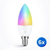 Wifi led kaarslamp RGBWW 4w e14 fitting voordeelset van 6