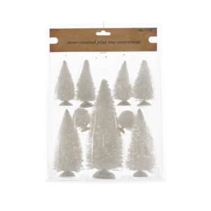 Kerstdorp kerstbomen - 18x st - wit - polyresin - Miniatuur boompjes