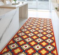 Vinyl tapijt tegels felrode bloemen