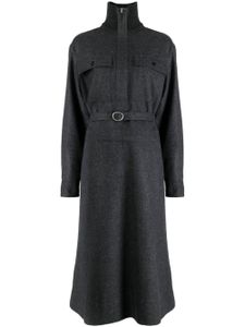 Jil Sander robe-chemise ceinturée à manches longues - Gris