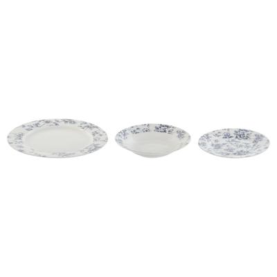 Serviesset Home ESPRIT Blauw Porselein Gebloemd 18 Onderdelen 27 x 27 x 2 cm