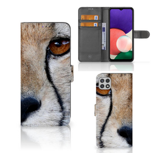 Samsung Galaxy A22 5G Telefoonhoesje met Pasjes Cheetah