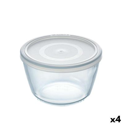 Ronde Lunchtrommel met Deksel Pyrex Cook & Freeze 1,1 L 15 x 15 x 10 cm Transparant Siliconen Glas (4 Stuks)