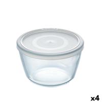 Ronde Lunchtrommel met Deksel Pyrex Cook & Freeze 1,1 L 15 x 15 x 10 cm Transparant Siliconen Glas (4 Stuks)