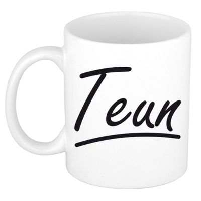 Naam cadeau mok / beker Teun met sierlijke letters 300 ml