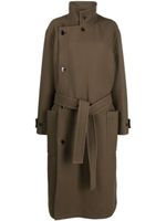 LEMAIRE manteau croisé en laine à taille ceinturée - Marron