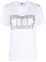 MSGM t-shirt pailleté à logo imprimé - Blanc - thumbnail