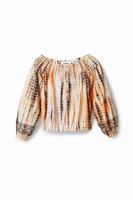 Blouse met boothals - ORANGE - XL - thumbnail