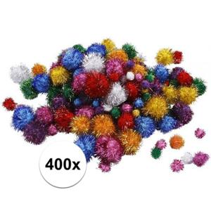 Pompons knutsel set - 400 grams - pastel kleuren - 15-40 mm - hobby/knutsel materialen