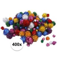 Pompons knutsel set - 400 grams - pastel kleuren - 15-40 mm - hobby/knutsel materialen