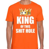 Koningsdag t-shirt King of this shit hole party oranje voor here - thumbnail