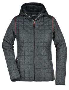 James & Nicholson JN771 Ladies´ Knitted Hybrid Jacket - Grey-Melange/Anthracite-Melange - XXL