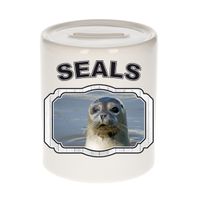 Dieren grijze zeehond spaarpot - seals/ zeehonden spaarpotten kinderen 9 cm - thumbnail