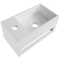 Toiletfontein - Leoni - Solid Surface - Handdoekhouder en Kraangat Links - Wit 35.8x20.5x15.7 cm