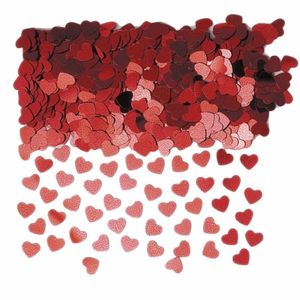 Rode glimmende hartjes confetti 10 zakjes   -