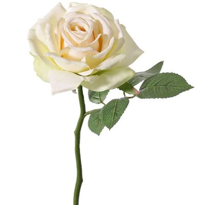Kunstbloem Roos de luxe Fleuri - creme wit - 30 cm - kunststof steel - decoratie bloemen