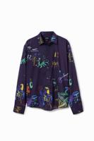 Shirt met illustraties en lange mouwen - BLUE - XL