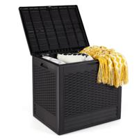 96 L Opbergdoos Outdoor Kussenbox met PP-deksel Rattanpatronen & Afsluitbaar Deksel Bruin