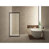 Wiesbaden Skyline Zijwand voor Schuifdeur - 800x2000 mm - Nano Coating - Helder Glas/Mat Zwart