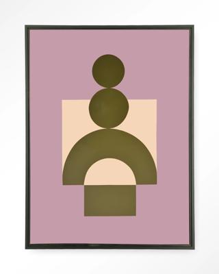 Urban Cotton Wandkleed 'Forma 3 Lilac' 110 x 145cm in Floating Frame - black