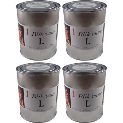 4x blik vuur tuinfakkel - 11 x 13 cm - 5-8 branduren - verlichting in blik - tuinkaars