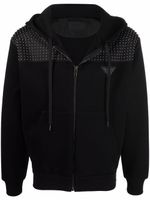 Prada hoodie zippé à détails de clous - Noir